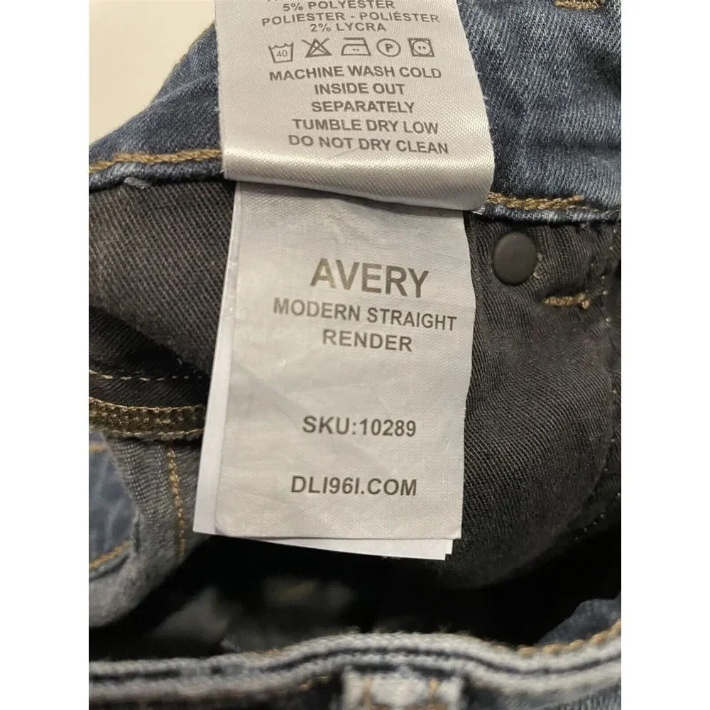 DL1961 29 x 30 Avery Modern Straight RENDER Dark Wash Flex Denim Jeans‎